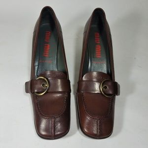 SOLD DIFFNT SITE MIU MIU Prada Heeled Logo Loafers